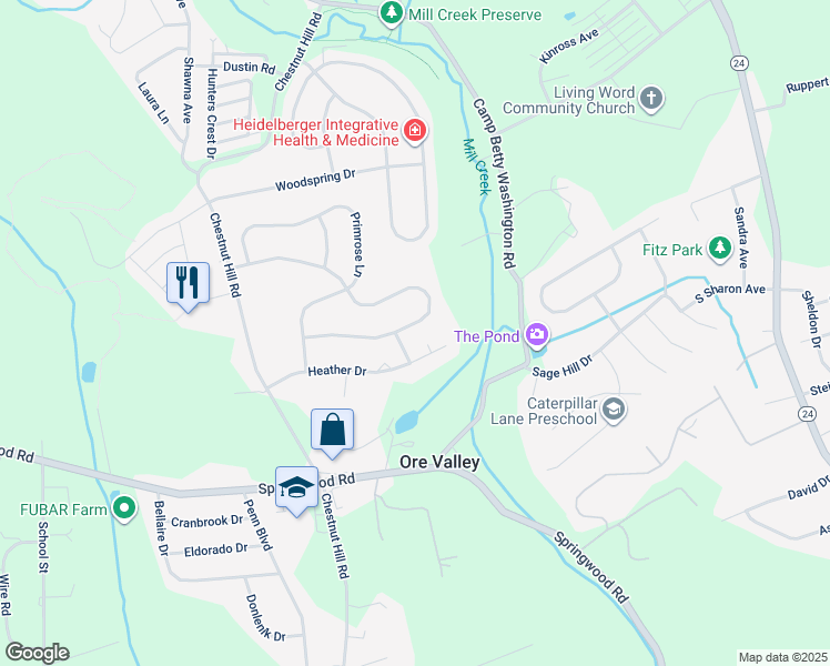 map of restaurants, bars, coffee shops, grocery stores, and more near 2759 Chestnut Run Road in York