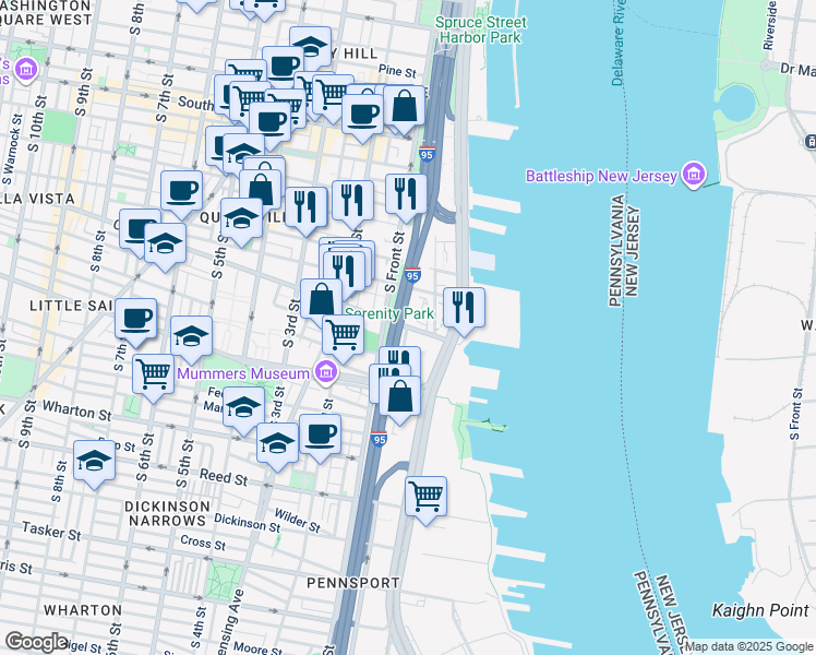 map of restaurants, bars, coffee shops, grocery stores, and more near 24 Christian St in Philadelphia