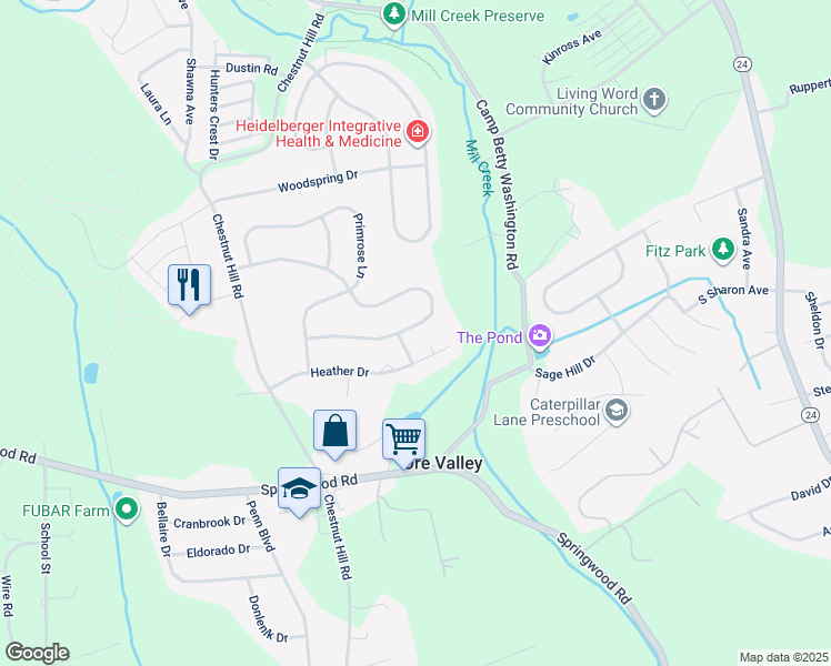 map of restaurants, bars, coffee shops, grocery stores, and more near 2759 Chestnut Run Road in York