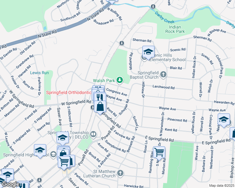 map of restaurants, bars, coffee shops, grocery stores, and more near 100 Congress Avenue in Springfield