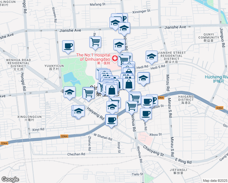 map of restaurants, bars, coffee shops, grocery stores, and more near in Qinhuangdao