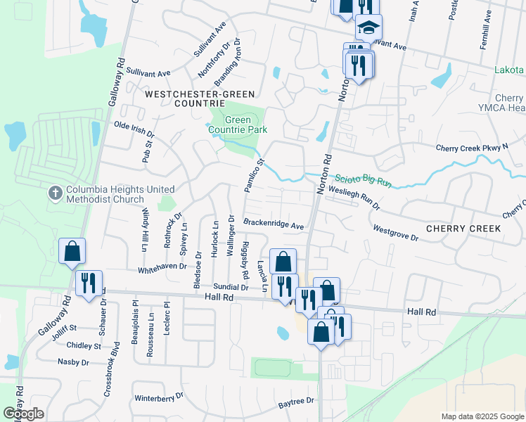 map of restaurants, bars, coffee shops, grocery stores, and more near 578 Pamlico Street in Columbus
