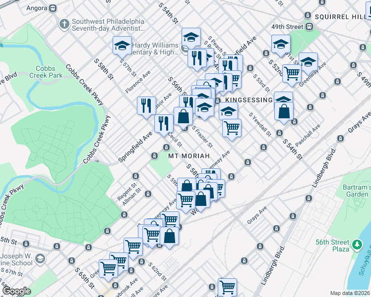 map of restaurants, bars, coffee shops, grocery stores, and more near in Philadelphia