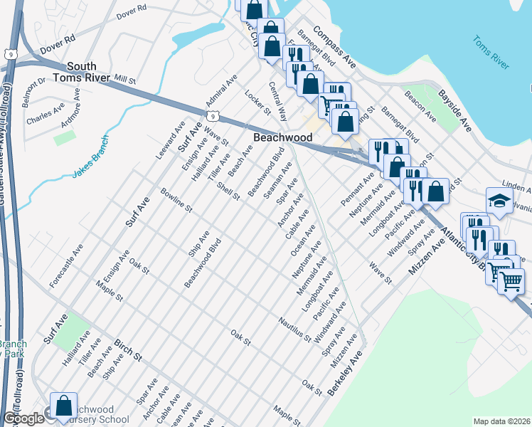 map of restaurants, bars, coffee shops, grocery stores, and more near 332 Spar Avenue in Beachwood