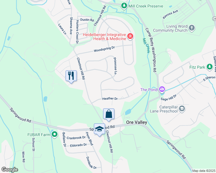 map of restaurants, bars, coffee shops, grocery stores, and more near 2786 Chestnut Run Road in York