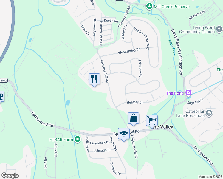 map of restaurants, bars, coffee shops, grocery stores, and more near 589 Chestnut Hill Road in York