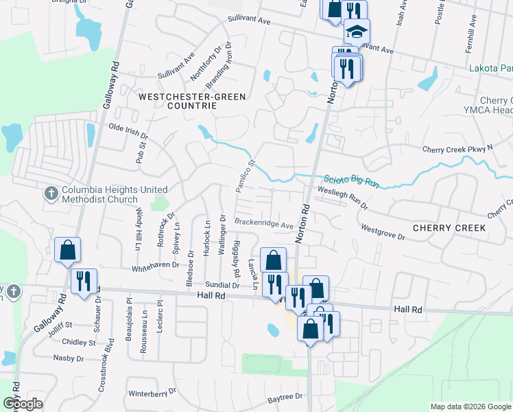 map of restaurants, bars, coffee shops, grocery stores, and more near 578 Pamlico Street in Columbus