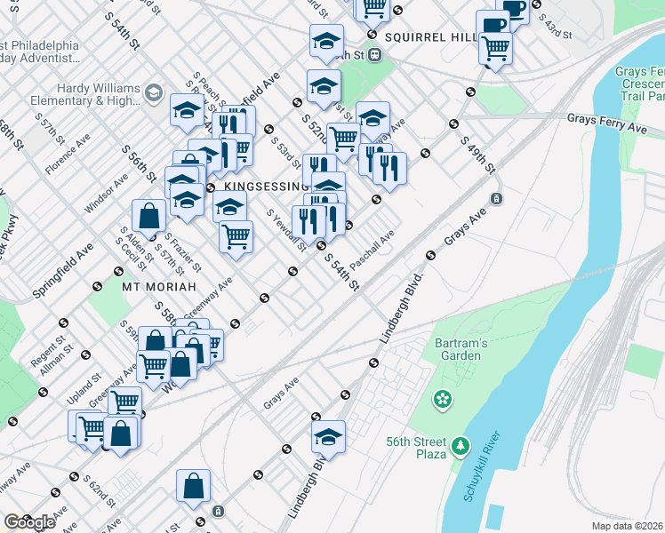 map of restaurants, bars, coffee shops, grocery stores, and more near in Philadelphia