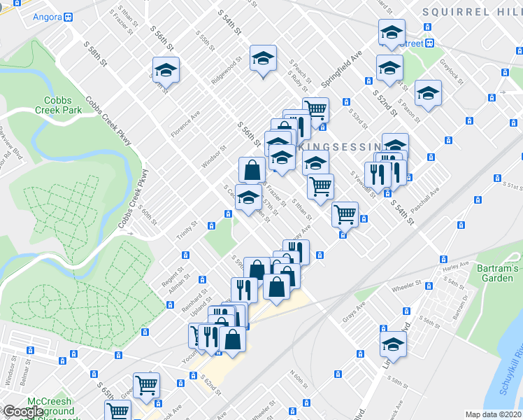 map of restaurants, bars, coffee shops, grocery stores, and more near in Philadelphia