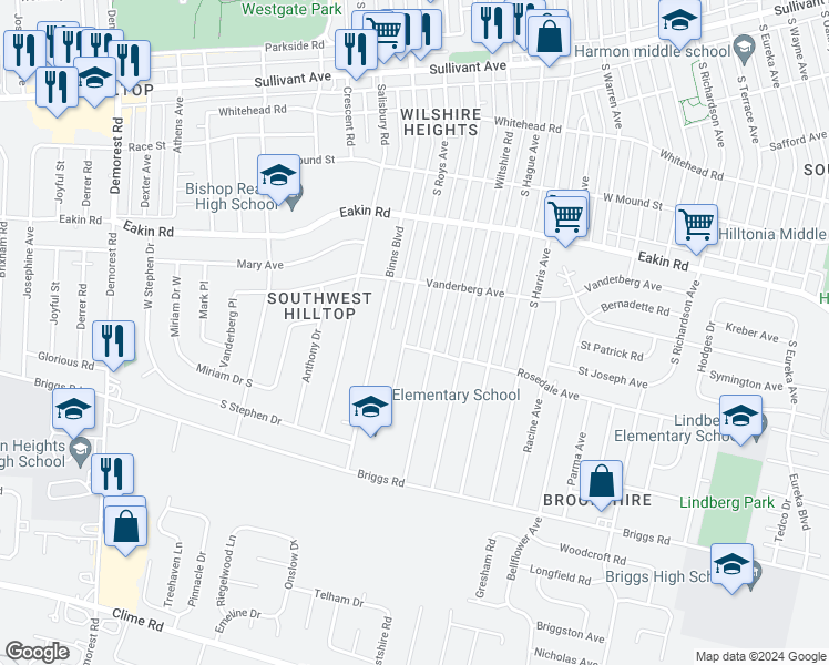 map of restaurants, bars, coffee shops, grocery stores, and more near 905 Chestershire Road in Columbus
