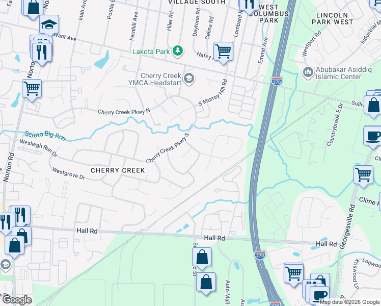map of restaurants, bars, coffee shops, grocery stores, and more near 798 Orchard Glen Court in Columbus