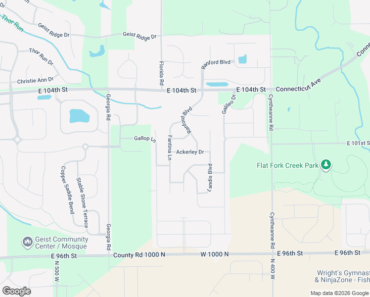map of restaurants, bars, coffee shops, grocery stores, and more near 15374 Ackerley Drive in Fortville