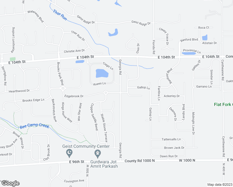 map of restaurants, bars, coffee shops, grocery stores, and more near Edgebrook Drive in Fishers