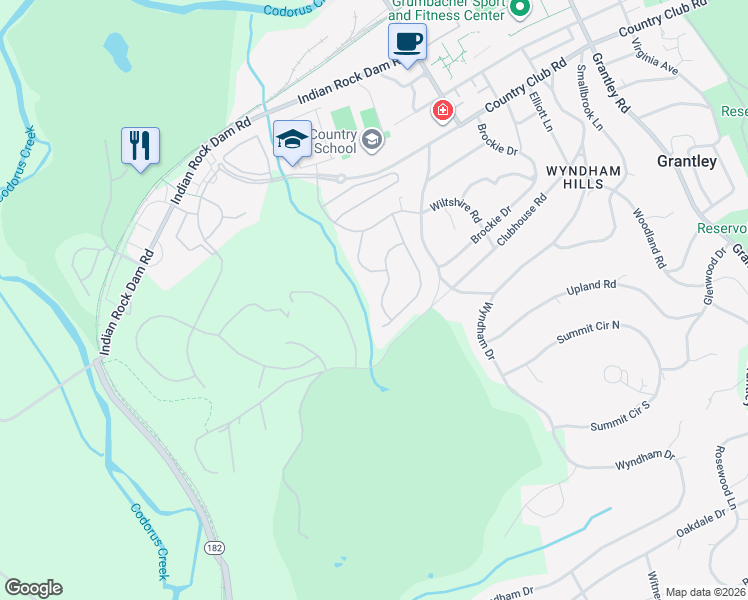 map of restaurants, bars, coffee shops, grocery stores, and more near 1244 Winding Oak Drive in York