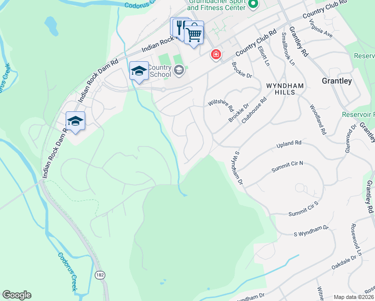 map of restaurants, bars, coffee shops, grocery stores, and more near 1239 Winding Oak Drive in York