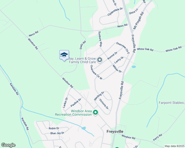 map of restaurants, bars, coffee shops, grocery stores, and more near 202 Overview Circle West in Red Lion