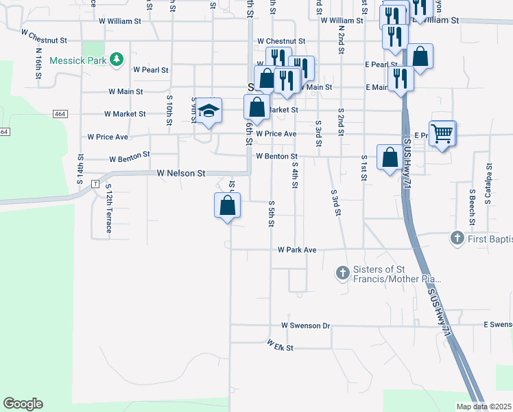 map of restaurants, bars, coffee shops, grocery stores, and more near 504 West Maple Street in Savannah