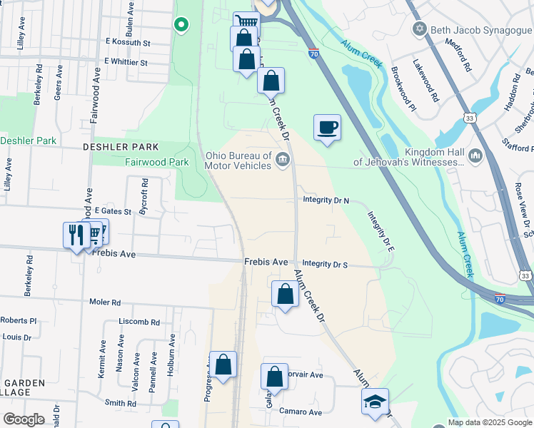 map of restaurants, bars, coffee shops, grocery stores, and more near 2000 Regency Manor Circle in Columbus