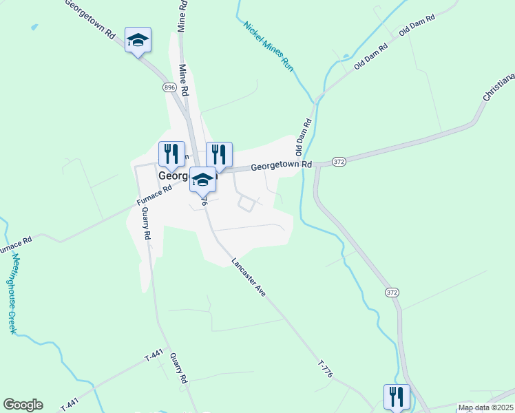 map of restaurants, bars, coffee shops, grocery stores, and more near 19 Jasper Lane in Christiana