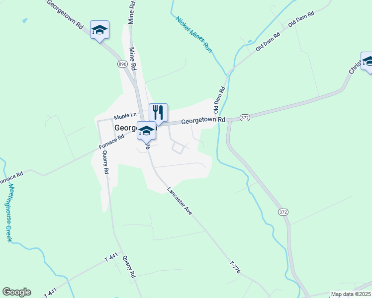 map of restaurants, bars, coffee shops, grocery stores, and more near 19 Jasper Lane in Christiana