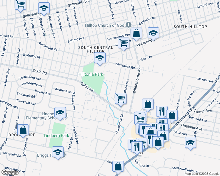 map of restaurants, bars, coffee shops, grocery stores, and more near 939 East Forest Creek Drive in Columbus