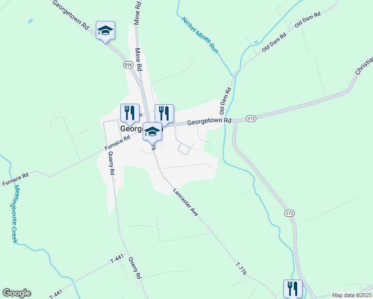 map of restaurants, bars, coffee shops, grocery stores, and more near 16 Jasper Lane in Christiana
