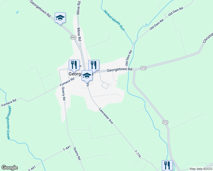 map of restaurants, bars, coffee shops, grocery stores, and more near 16 Jasper Lane in Christiana