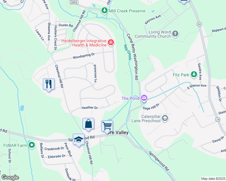 map of restaurants, bars, coffee shops, grocery stores, and more near 2752 Chestnut Run Road in York