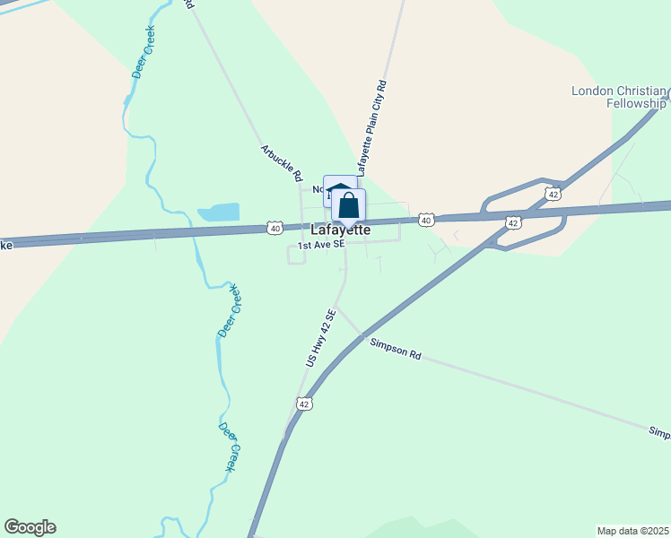 map of restaurants, bars, coffee shops, grocery stores, and more near 130 Old US Highway 42 Southeast in London