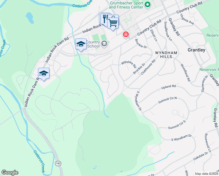 map of restaurants, bars, coffee shops, grocery stores, and more near 1239 Winding Oak Drive in York