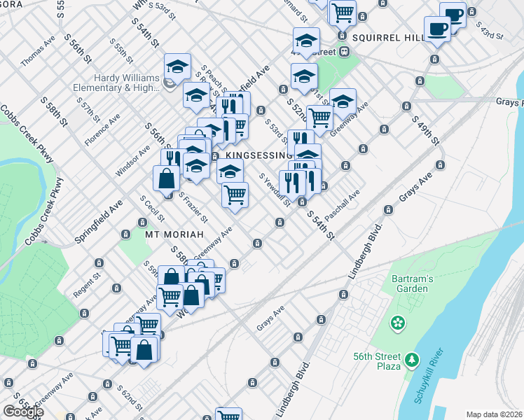 map of restaurants, bars, coffee shops, grocery stores, and more near in Philadelphia