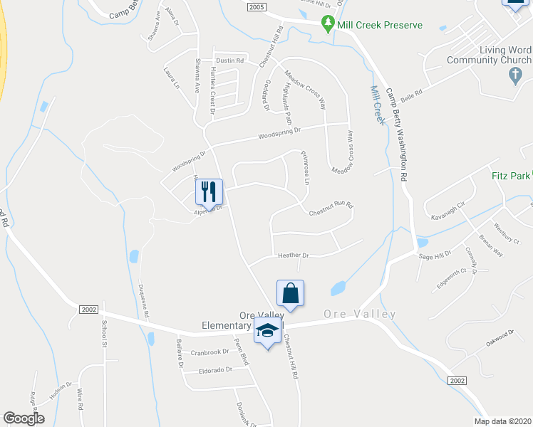 map of restaurants, bars, coffee shops, grocery stores, and more near 2776 Primrose Lane in York