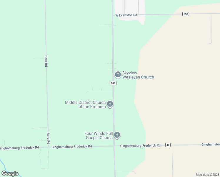 map of restaurants, bars, coffee shops, grocery stores, and more near 7070 Peters Road in Tipp City