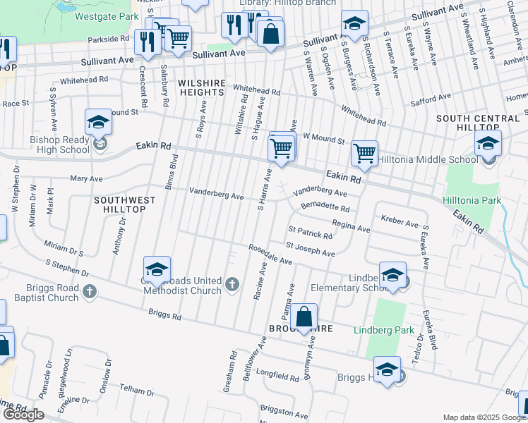 map of restaurants, bars, coffee shops, grocery stores, and more near 911 Racine Avenue in Columbus