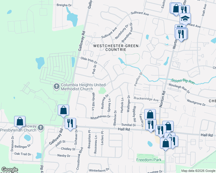 map of restaurants, bars, coffee shops, grocery stores, and more near 5809 O'Reily Drive in Galloway