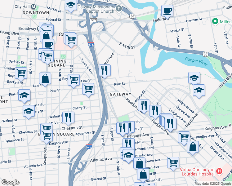 map of restaurants, bars, coffee shops, grocery stores, and more near in Camden