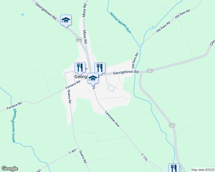 map of restaurants, bars, coffee shops, grocery stores, and more near 3 Jasper Lane in Christiana