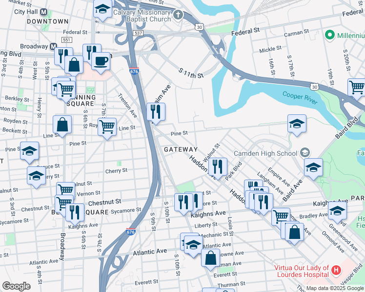 map of restaurants, bars, coffee shops, grocery stores, and more near in Camden