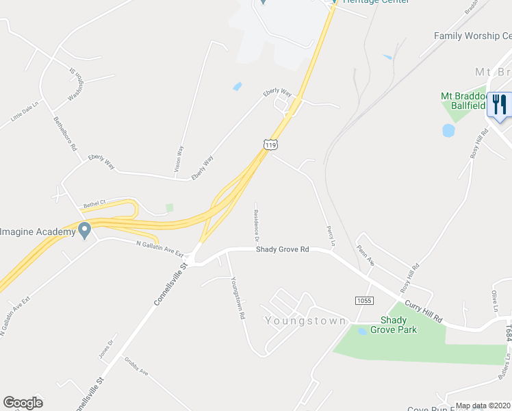 map of restaurants, bars, coffee shops, grocery stores, and more near 1099 Residence Drive in Lemont Furnace