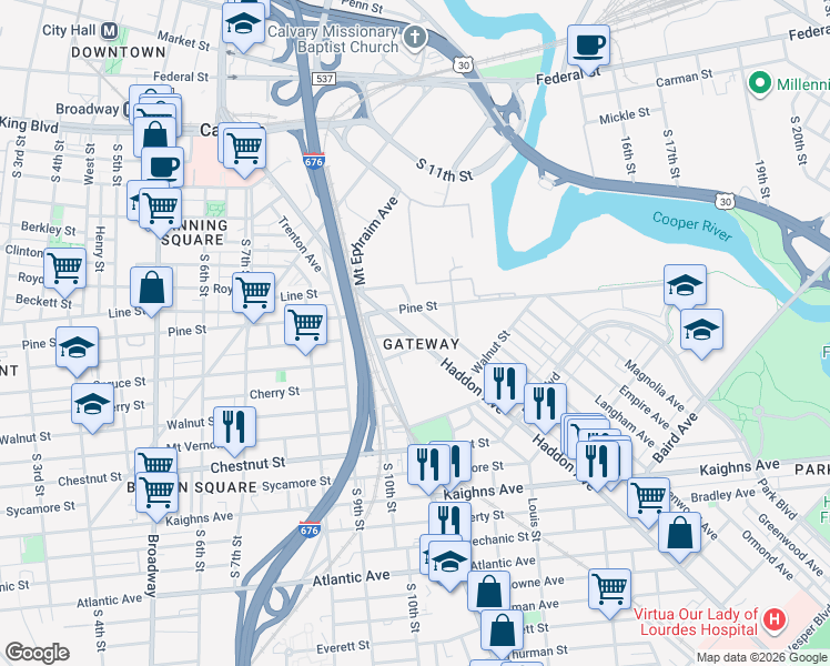 map of restaurants, bars, coffee shops, grocery stores, and more near in Camden