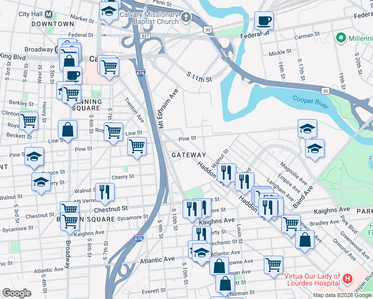 map of restaurants, bars, coffee shops, grocery stores, and more near in Camden