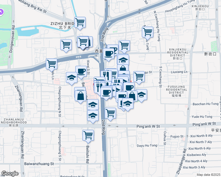 map of restaurants, bars, coffee shops, grocery stores, and more near in 