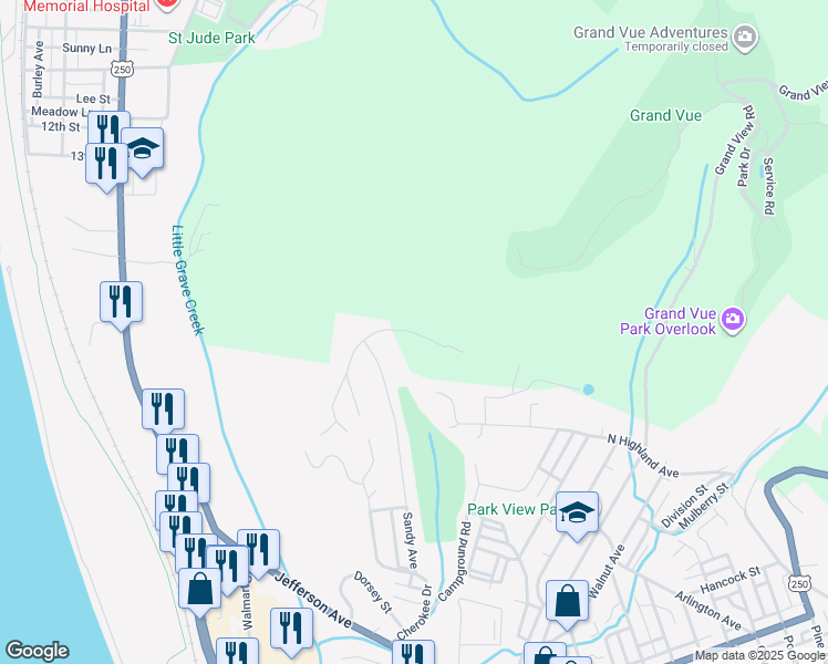 map of restaurants, bars, coffee shops, grocery stores, and more near 9 Arrowhead Dr in Moundsville