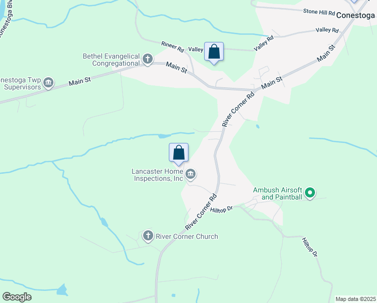 map of restaurants, bars, coffee shops, grocery stores, and more near in Conestoga