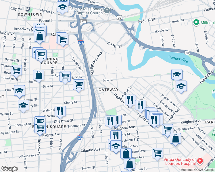 map of restaurants, bars, coffee shops, grocery stores, and more near in Camden