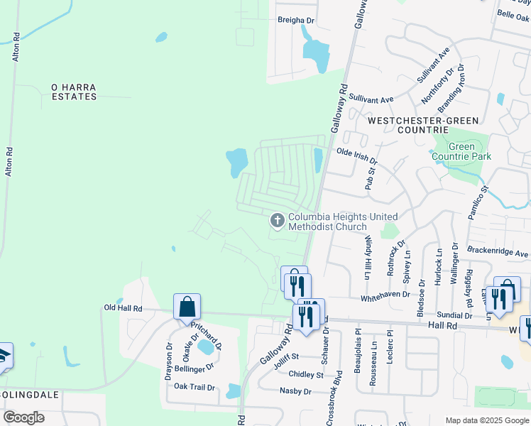 map of restaurants, bars, coffee shops, grocery stores, and more near 6249 Red Glare Drive in Galloway