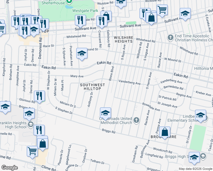 map of restaurants, bars, coffee shops, grocery stores, and more near 898 Binns Boulevard in Columbus