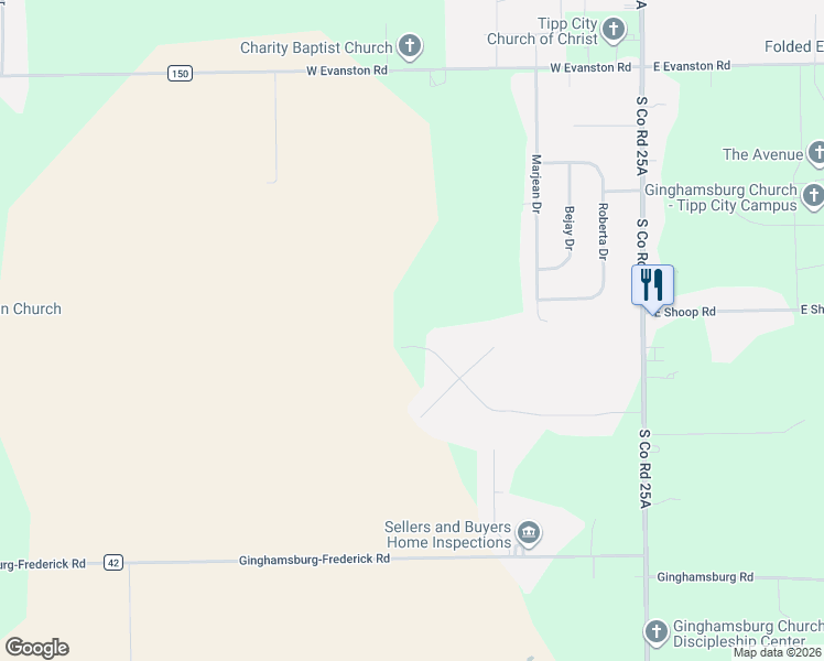 map of restaurants, bars, coffee shops, grocery stores, and more near 533 Kent Road in Tipp City