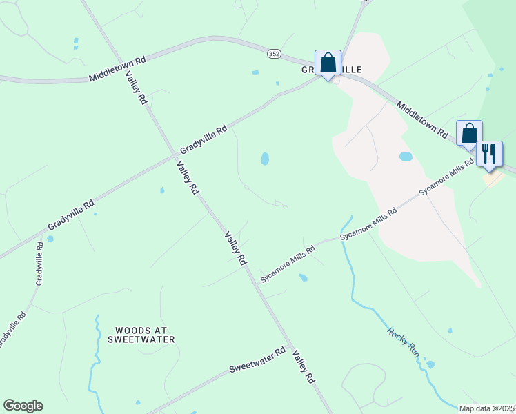 map of restaurants, bars, coffee shops, grocery stores, and more near 1070 Antler Drive in Glen Mills