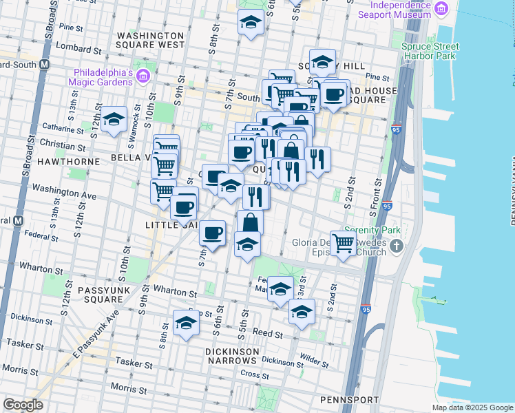 map of restaurants, bars, coffee shops, grocery stores, and more near 507 Montrose Street in Philadelphia